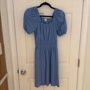 J. Crew Factory Blue Puff Sleeve Dress